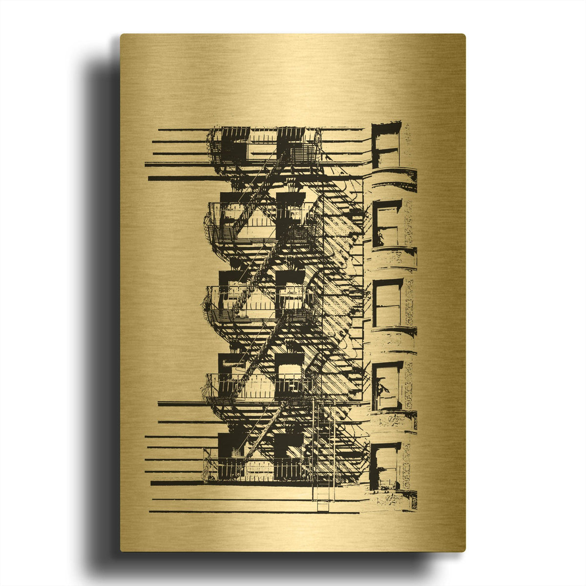 'NYC in Pure BandW XV' By Jeff Pica Gold Metal Wall Art