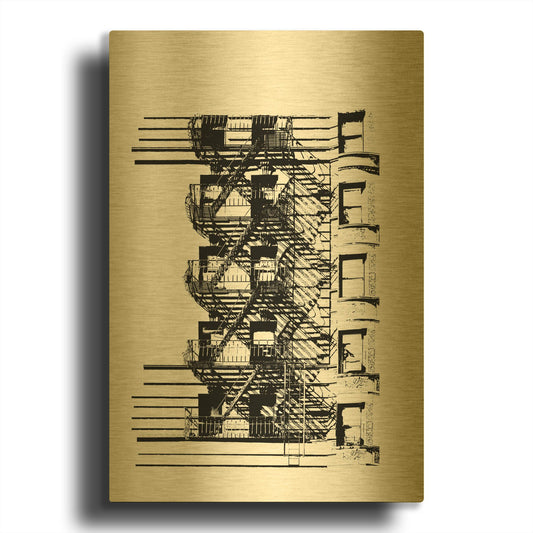 'NYC in Pure BandW XV' By Jeff Pica Gold Metal Wall Art