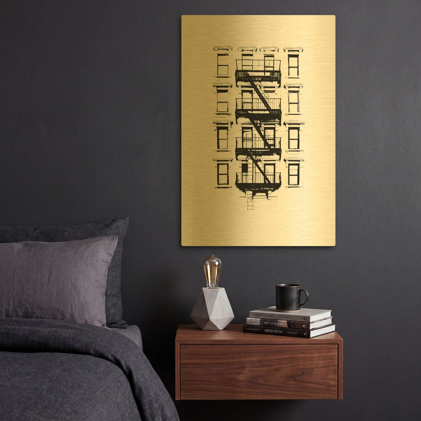 'NYC in Pure BandW XII' By Jeff Pica Gold Metal Wall Art