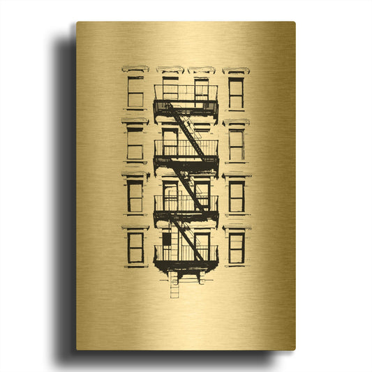 'NYC in Pure BandW XII' By Jeff Pica Gold Metal Wall Art