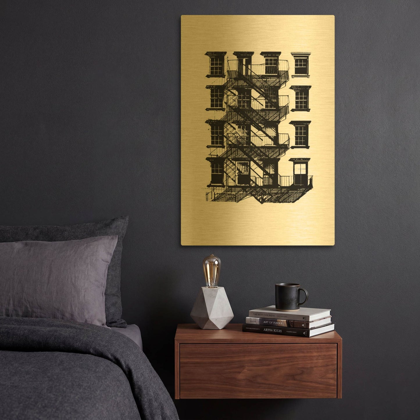 'NYC in Pure BandW IX' By Jeff Pica Gold Metal Wall Art