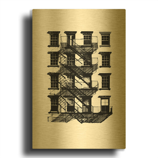 'NYC in Pure BandW IX' By Jeff Pica Gold Metal Wall Art