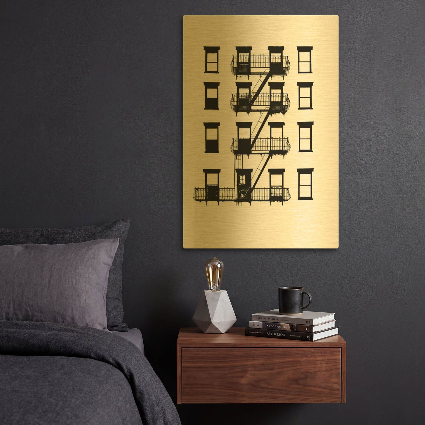 'NYC in Pure BandW VI' By Jeff Pica Gold Metal Wall Art