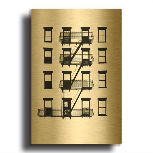 'NYC in Pure BandW VI' By Jeff Pica Gold Metal Wall Art