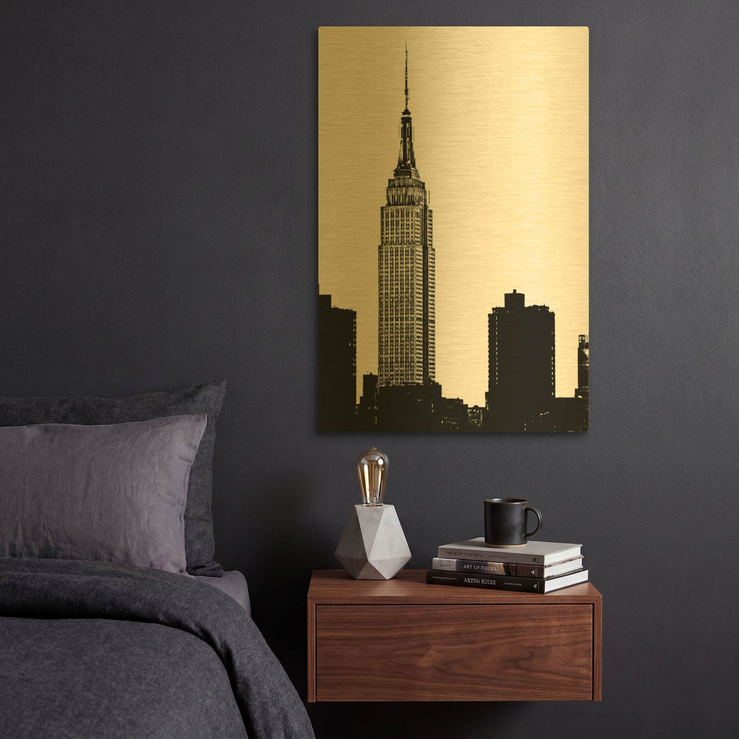 'NYC Skyline I' By Jeff Pica Gold Metal Wall Art