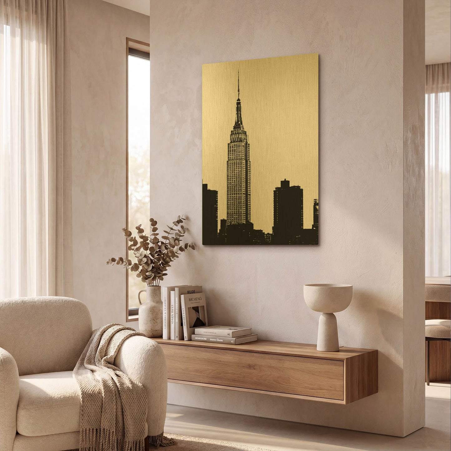'NYC Skyline I' By Jeff Pica Gold Metal Wall Art