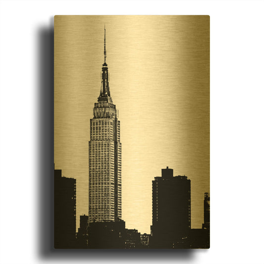 'NYC Skyline I' By Jeff Pica Gold Metal Wall Art