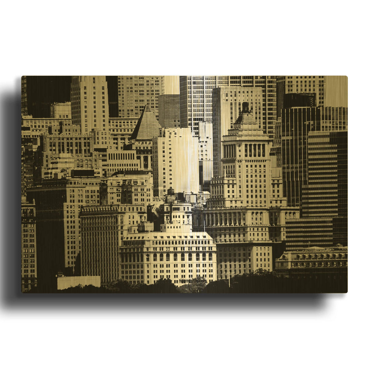 'NYC Skyline IX' By Jeff Pica Gold Metal Wall Art