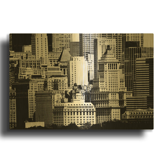 'NYC Skyline IX' By Jeff Pica Gold Metal Wall Art