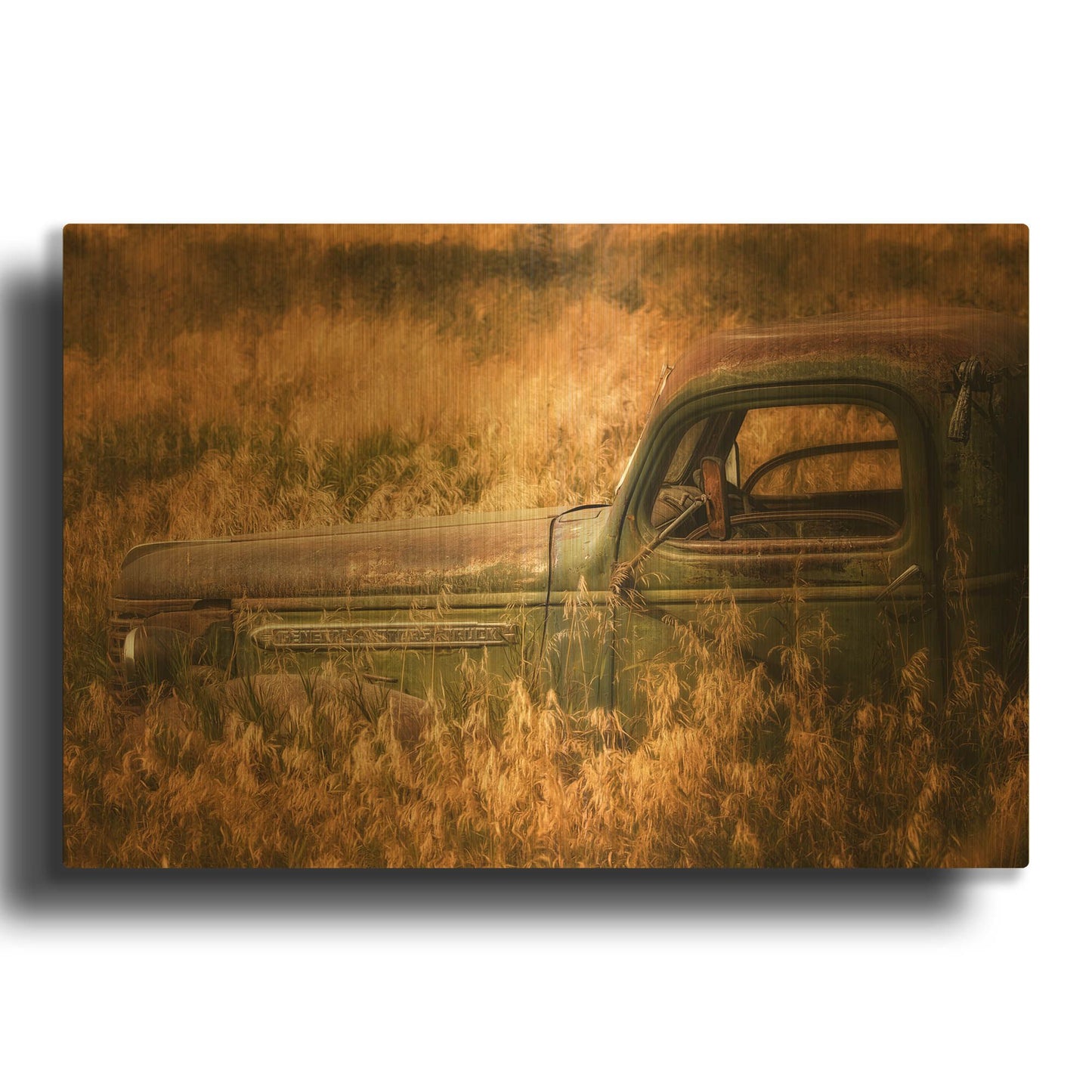 'Farm and Field V' By PH Burchett Gold Metal Wall Art