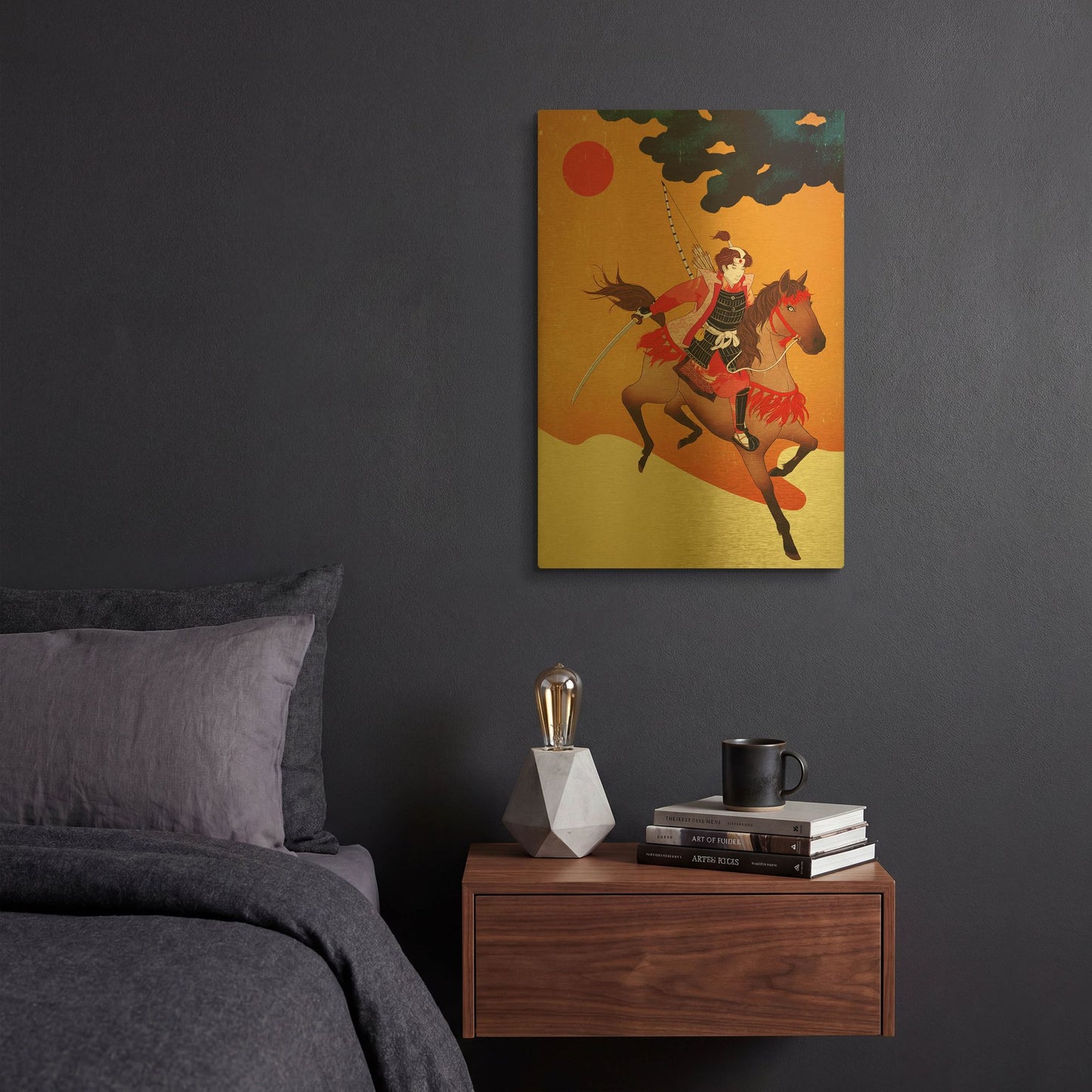 'Samurai' By Sai Tamiya Gold Metal Wall Art