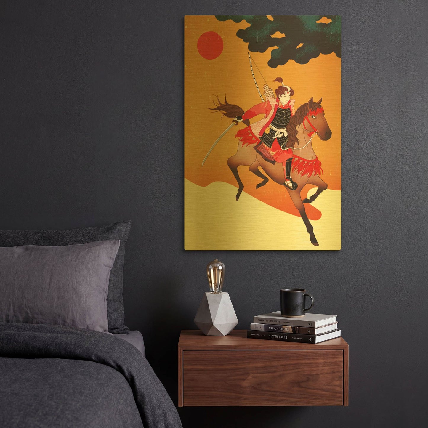 'Samurai' By Sai Tamiya Gold Metal Wall Art