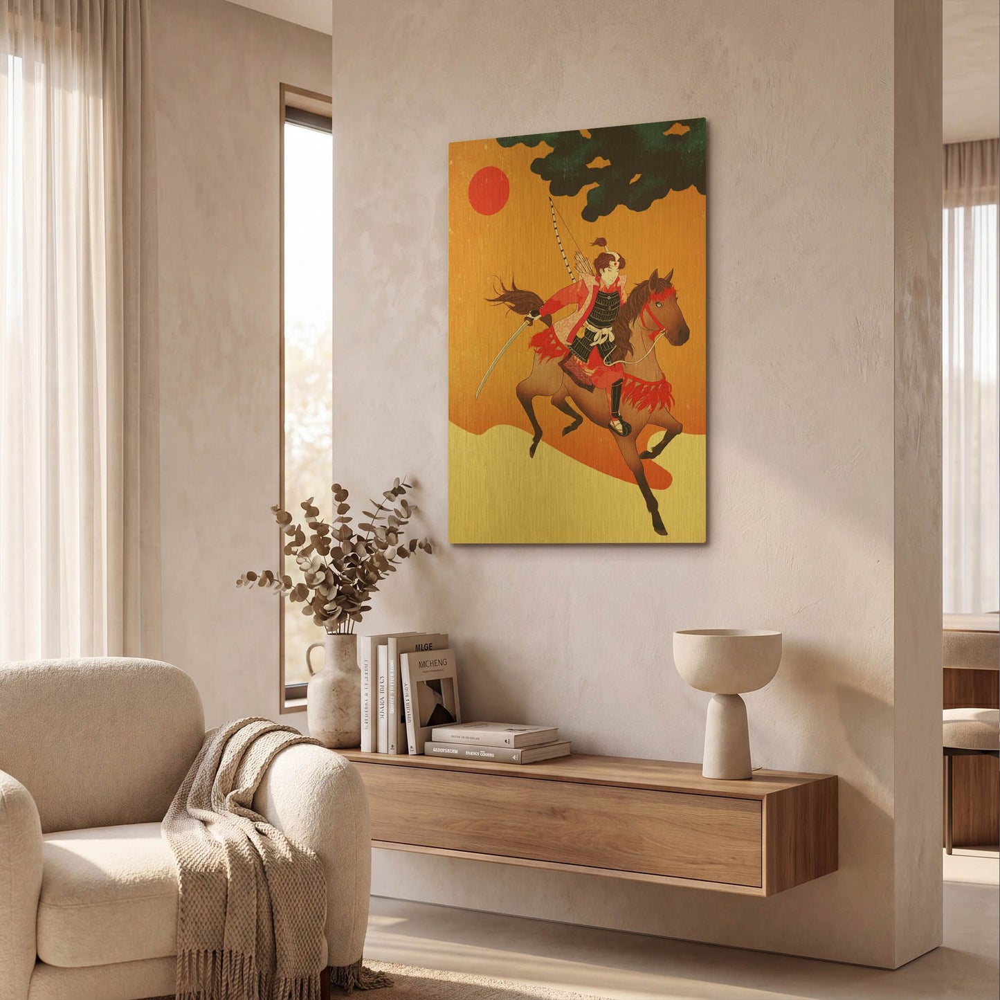 'Samurai' By Sai Tamiya Gold Metal Wall Art
