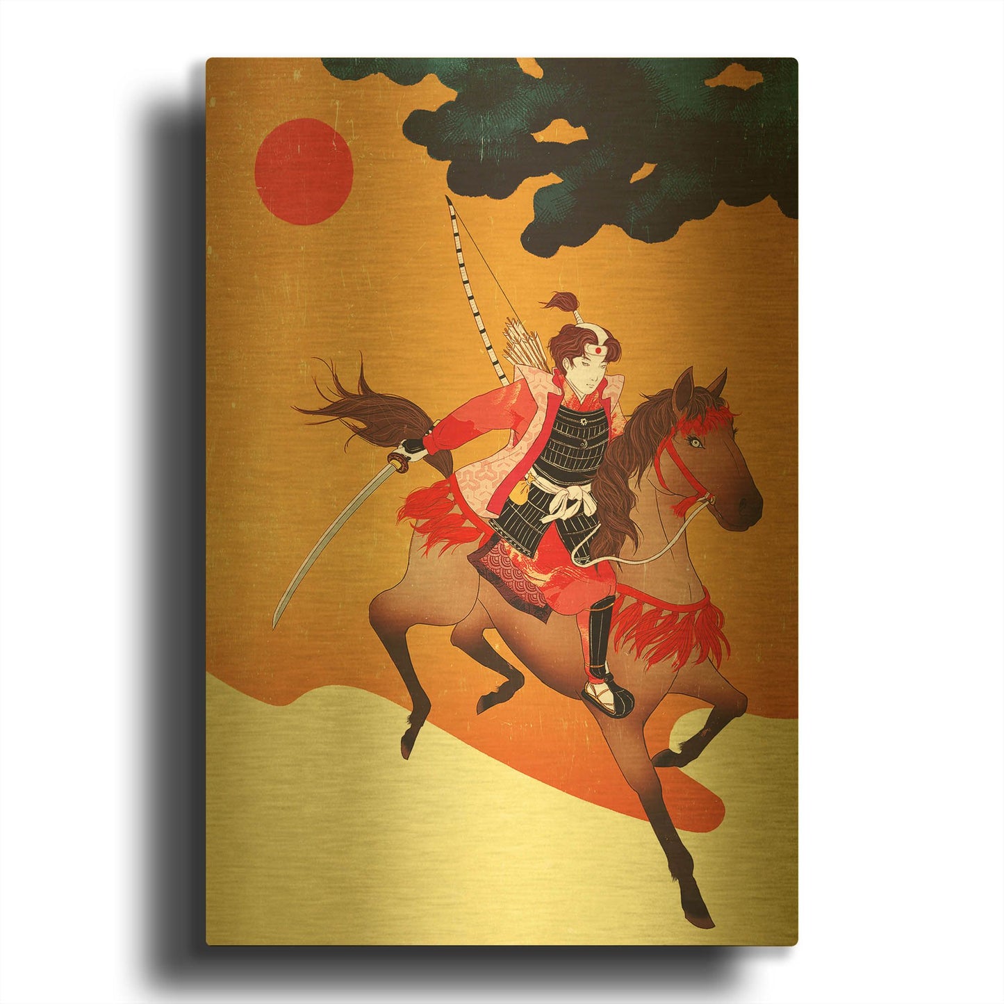 'Samurai' By Sai Tamiya Gold Metal Wall Art