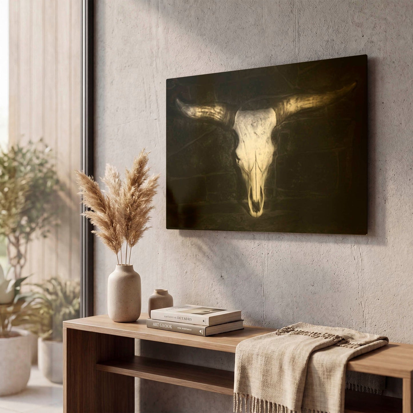 'Cow Skull' By PH Burchett Gold Metal Wall Art