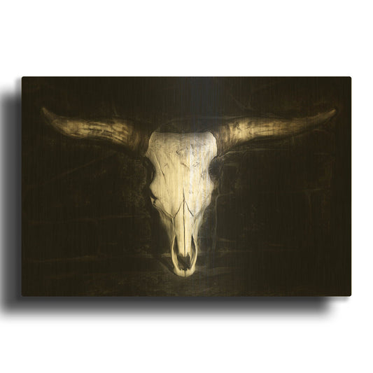 'Cow Skull' By PH Burchett Gold Metal Wall Art