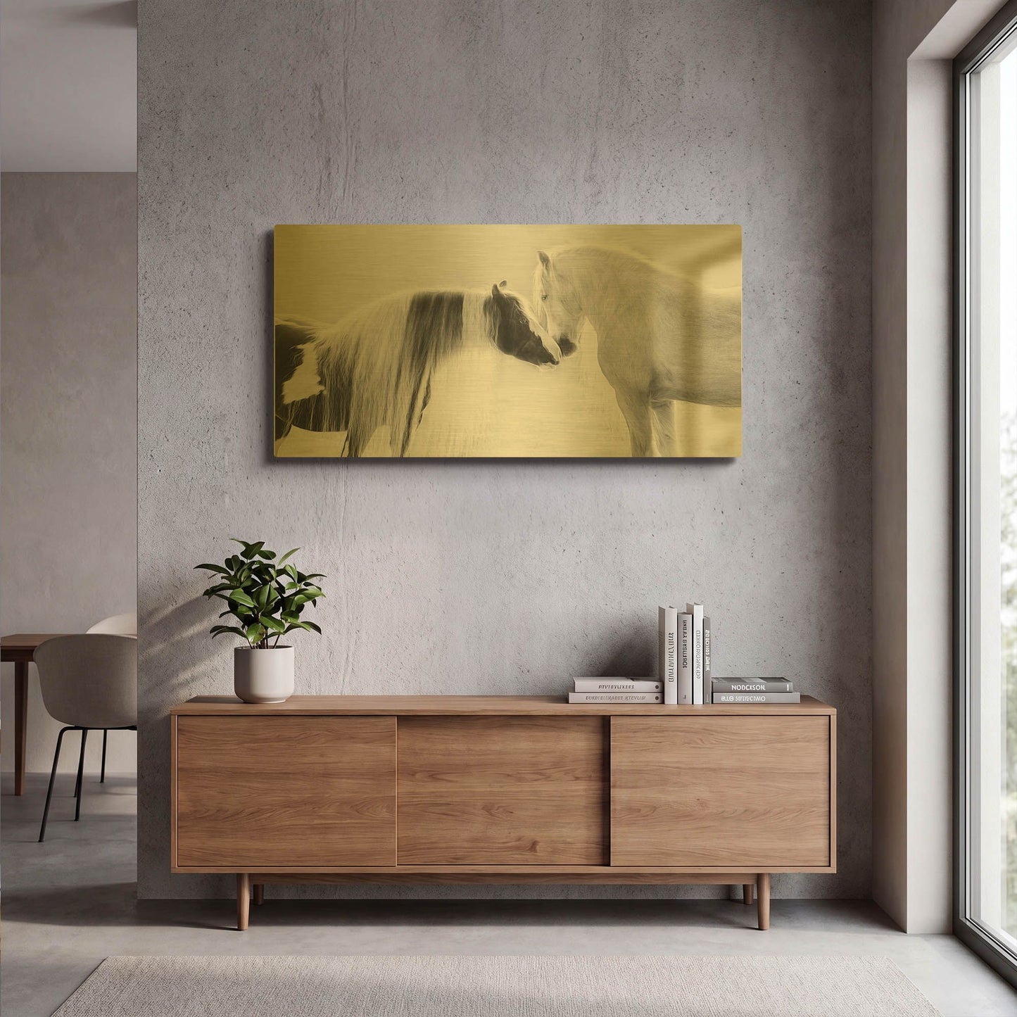 'Collection of Horses III' By PH Burchett Gold Metal Wall Art