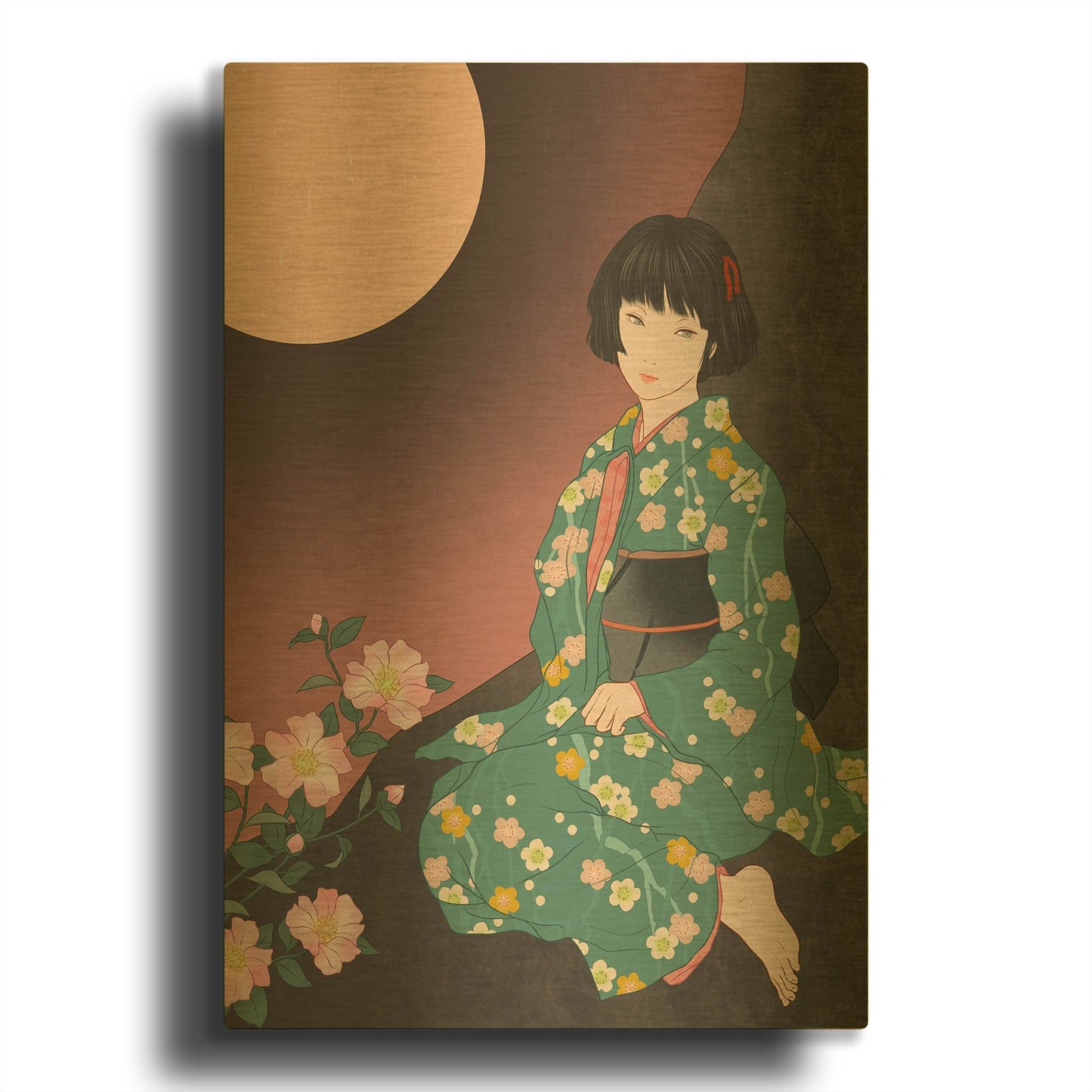 'Sazanka' By Sai Tamiya Gold Metal Wall Art