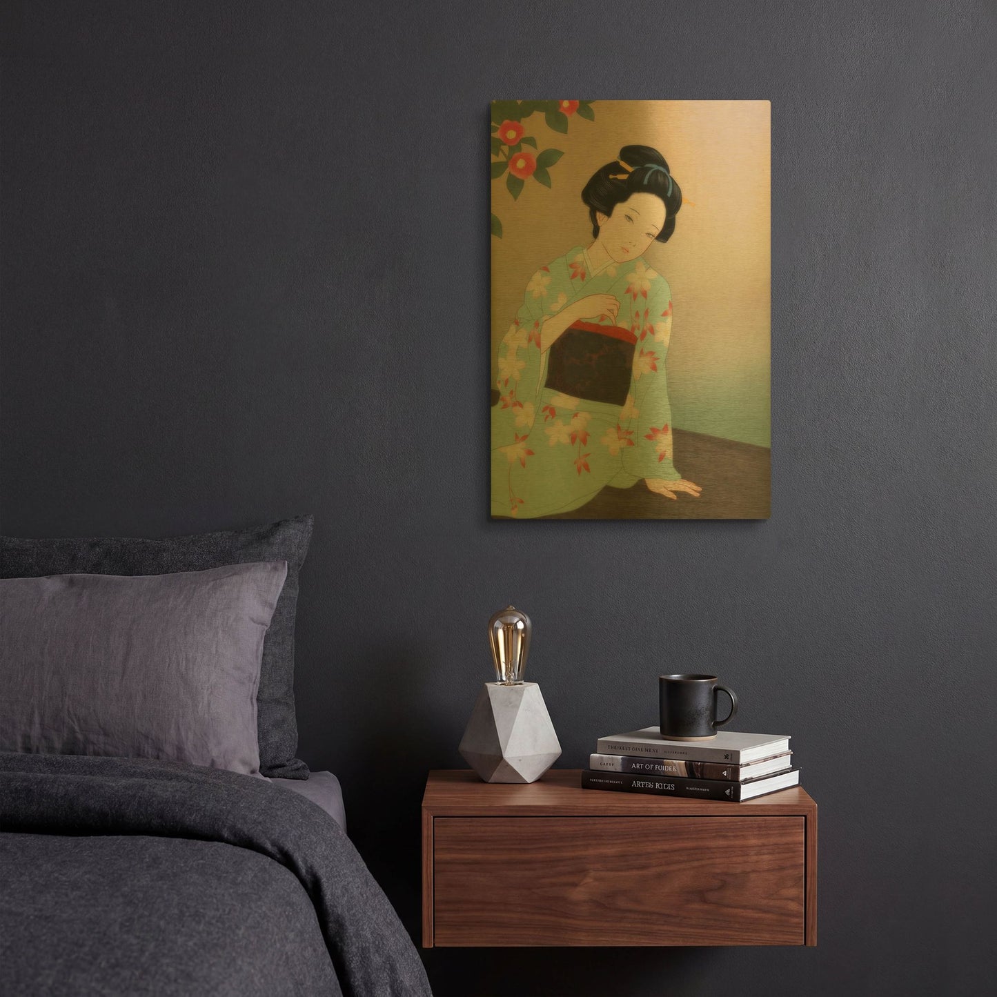'Tsubaki' By Sai Tamiya Gold Metal Wall Art