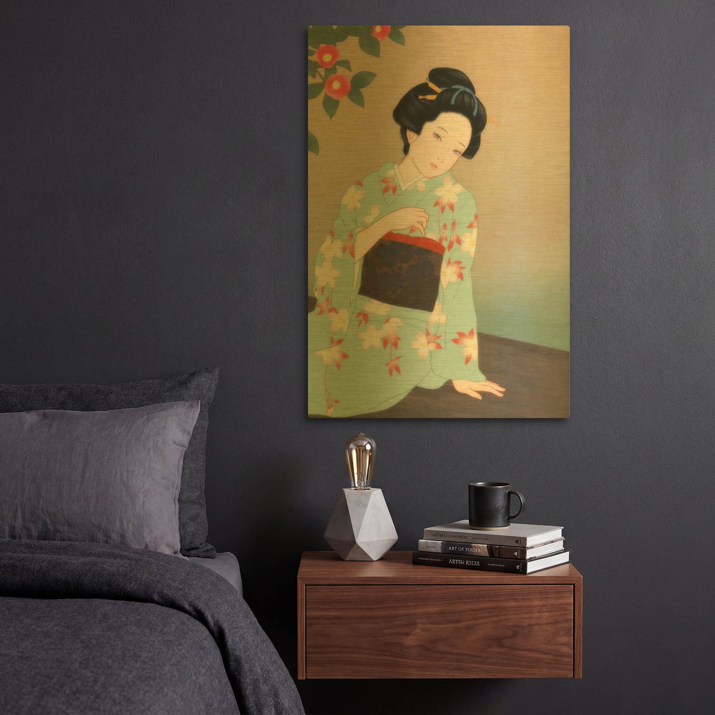 'Tsubaki' By Sai Tamiya Gold Metal Wall Art