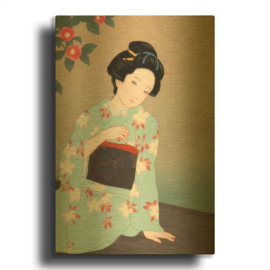 'Tsubaki' By Sai Tamiya Gold Metal Wall Art