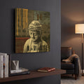'Urban Buddha III' By Linda Woods Gold Metal Wall Art