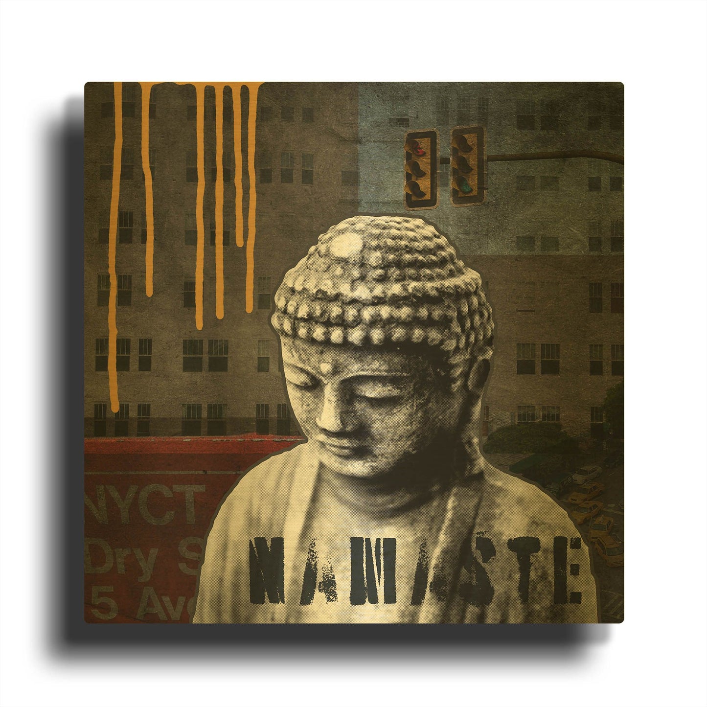 'Urban Buddha III' By Linda Woods Gold Metal Wall Art