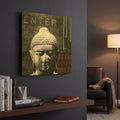 'Urban Buddha IV' By Linda Woods Gold Metal Wall Art