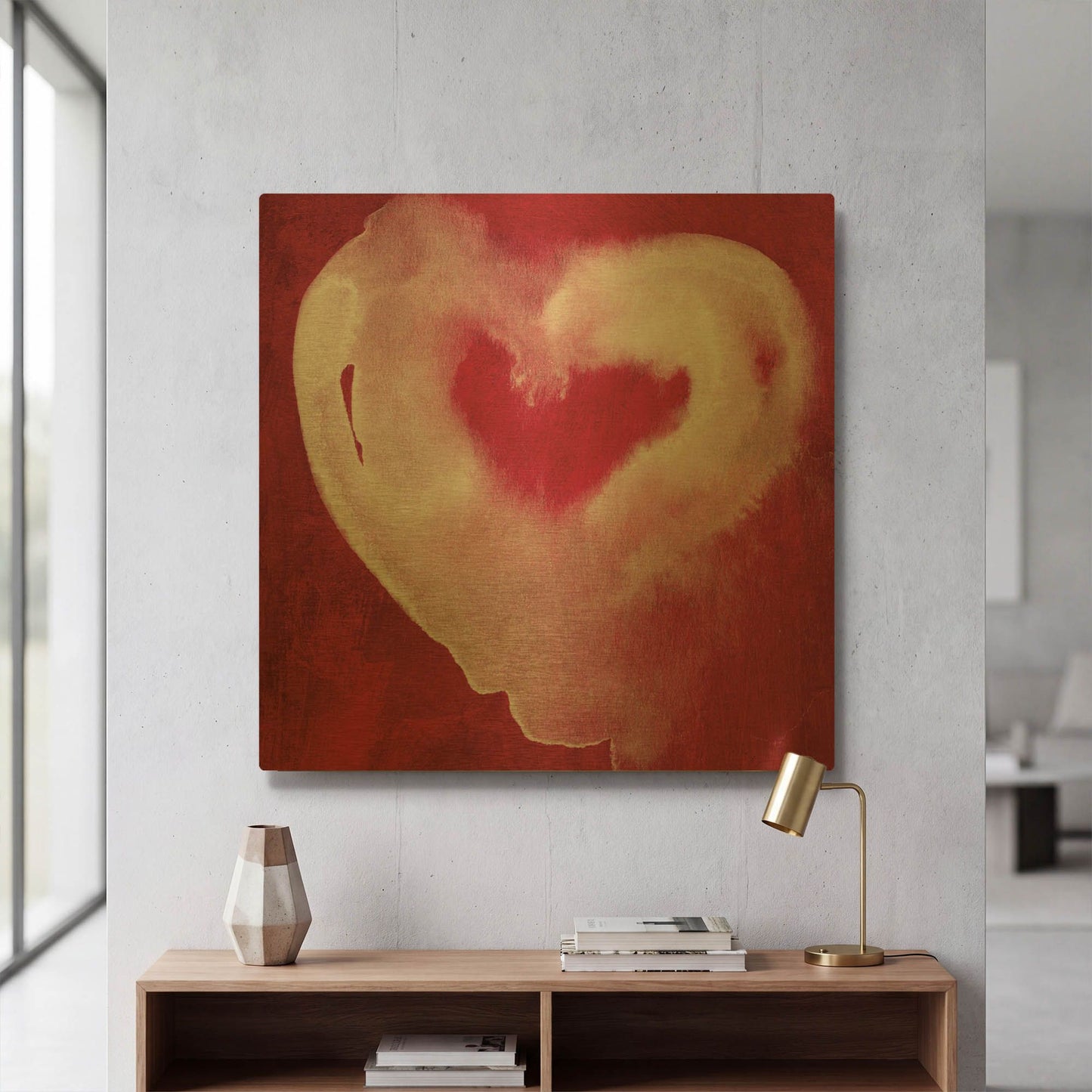 'Hot Pink Heart' By Linda Woods Gold Metal Wall Art