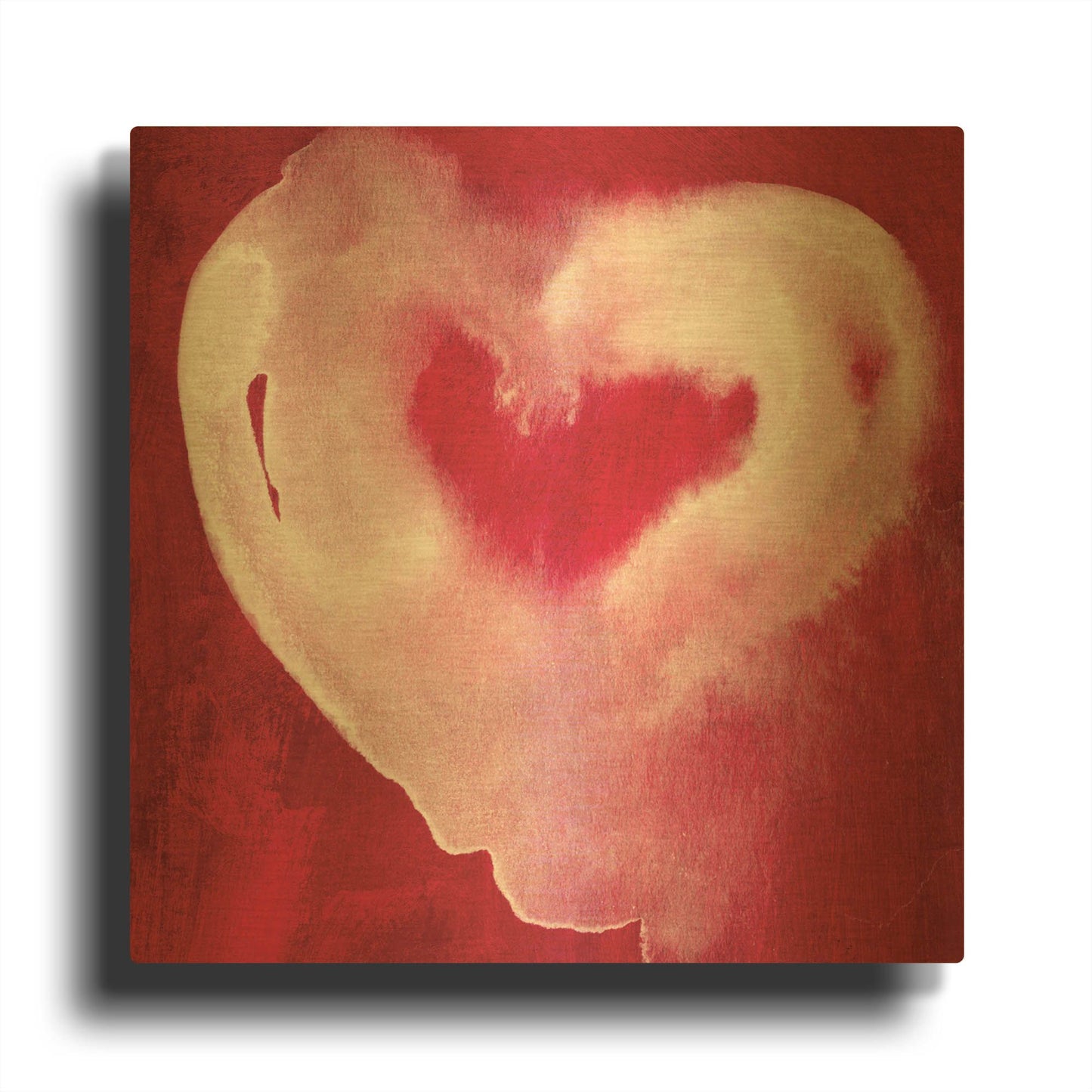 'Hot Pink Heart' By Linda Woods Gold Metal Wall Art