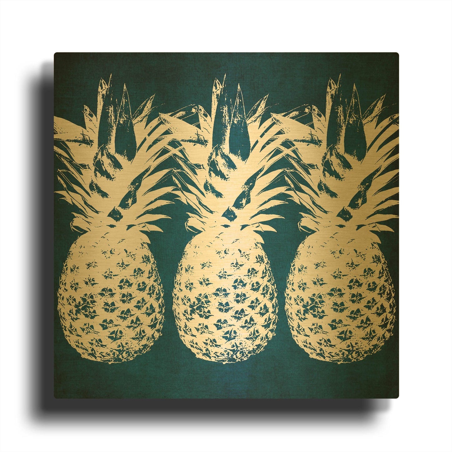'Indigo Pineapple' By Linda Woods Gold Metal Wall Art