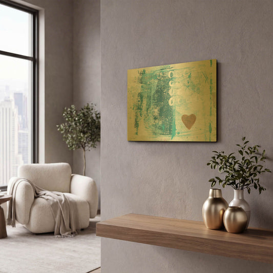 'Heart In The Sand' By Linda Woods Gold Metal Wall Art