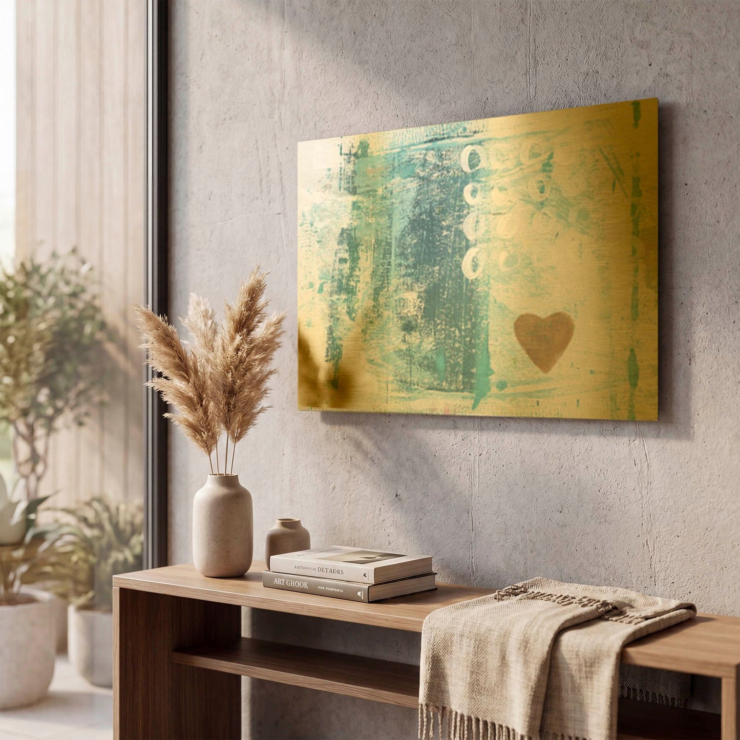 'Heart In The Sand' By Linda Woods Gold Metal Wall Art