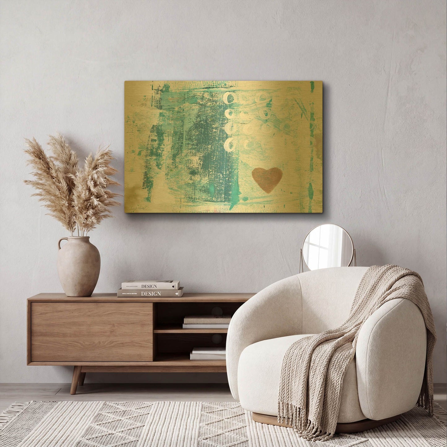 'Heart In The Sand' By Linda Woods Gold Metal Wall Art