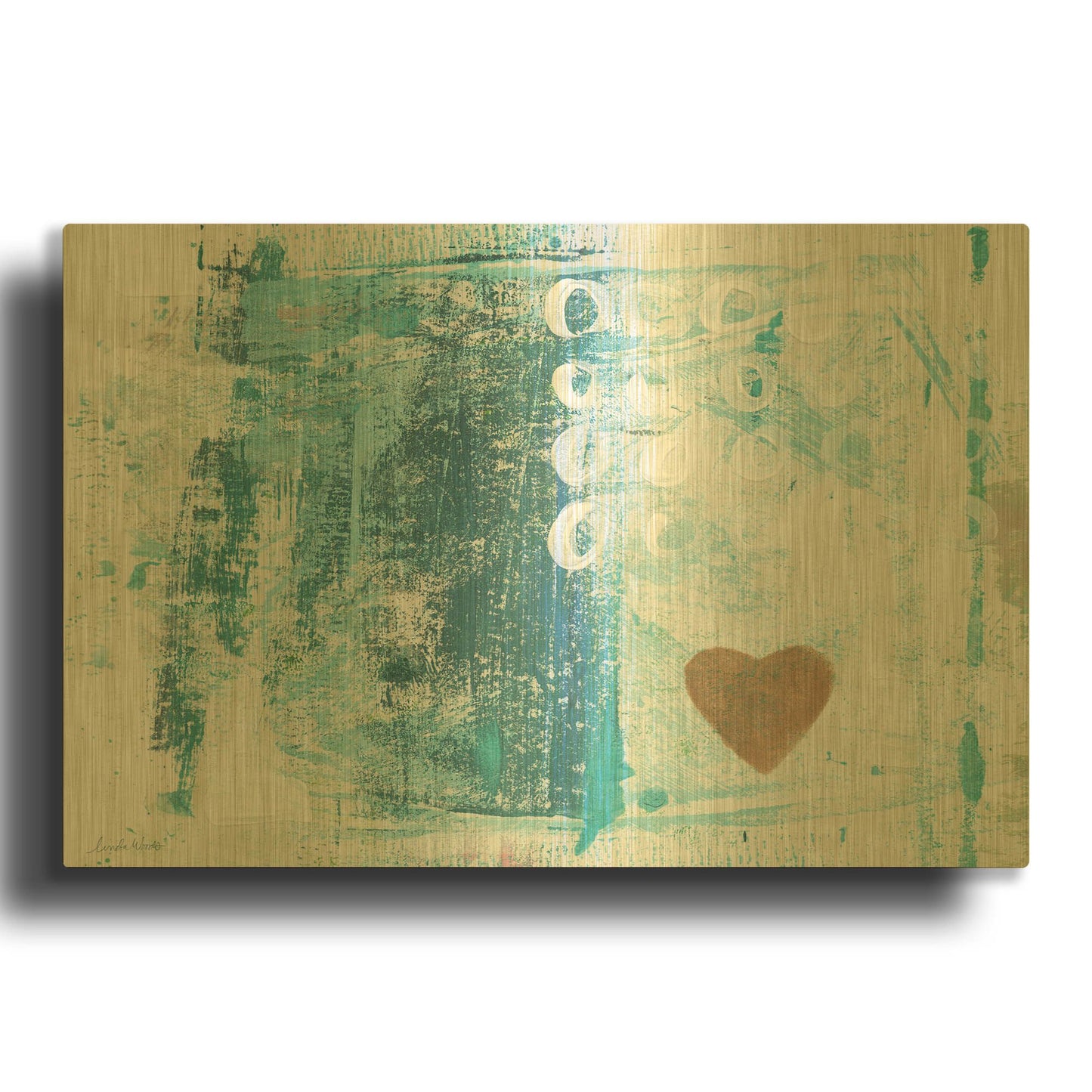 'Heart In The Sand' By Linda Woods Gold Metal Wall Art