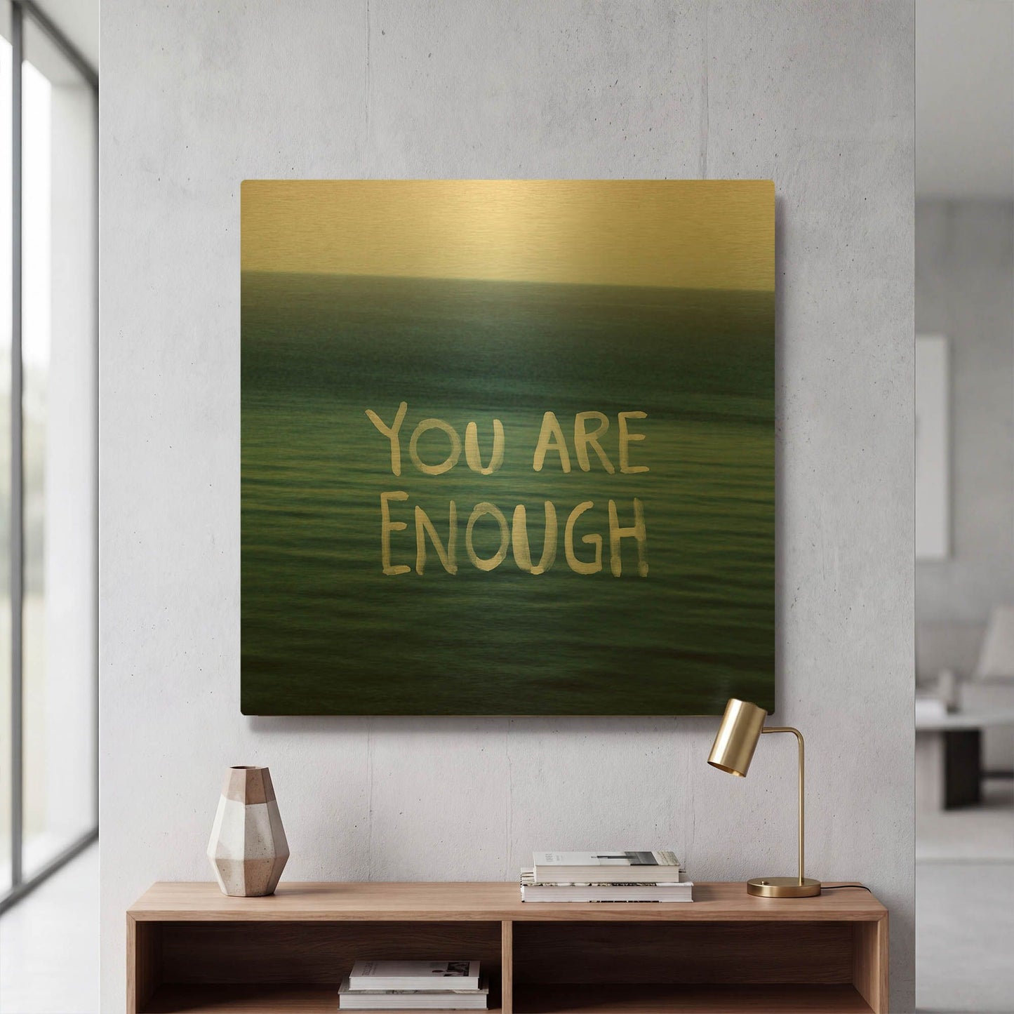 'You Are Enough' By Linda Woods Gold Metal Wall Art