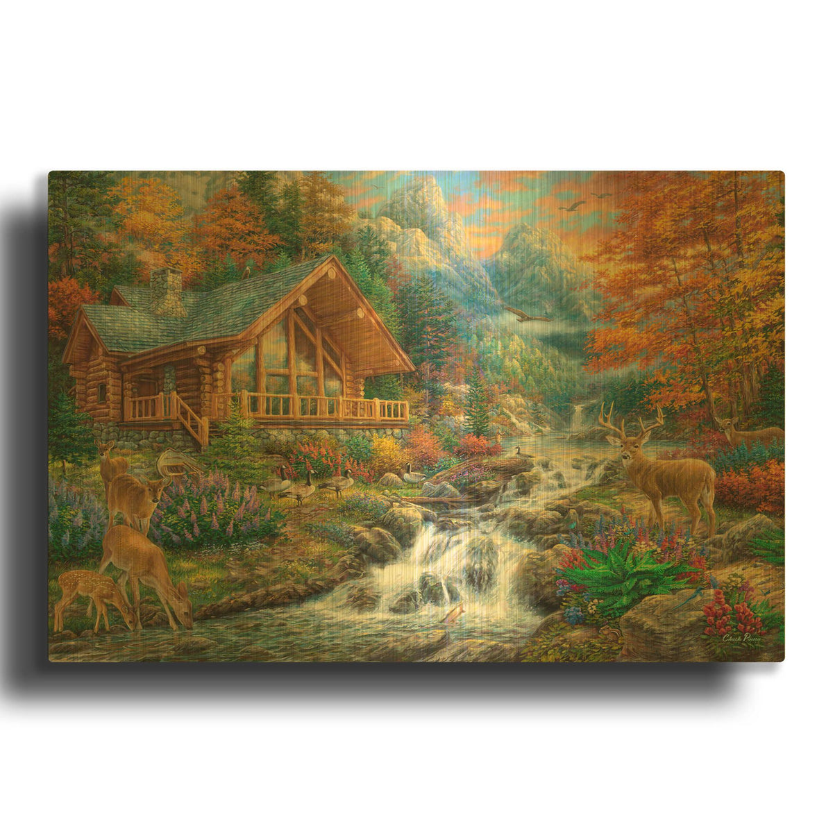 'Alpine Serenity' By Chuck Pinson Gold Metal Wall Art