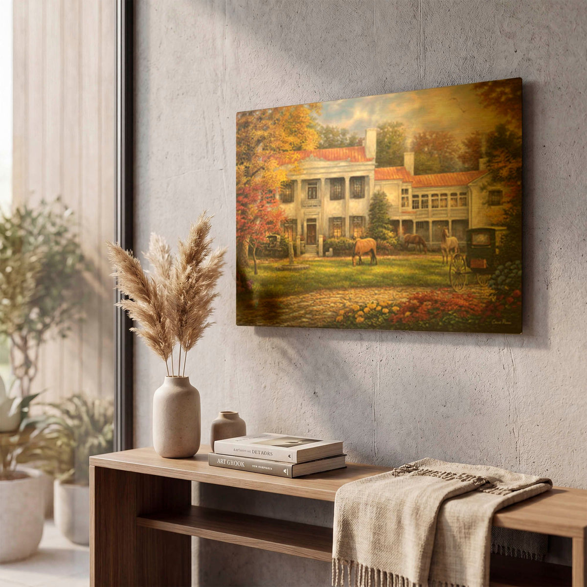 'Autumn Afternoon at Belle Meade' By Chuck Pinson Gold Metal Wall Art