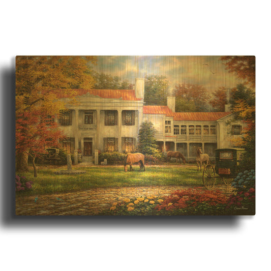 'Autumn Afternoon at Belle Meade' By Chuck Pinson Gold Metal Wall Art