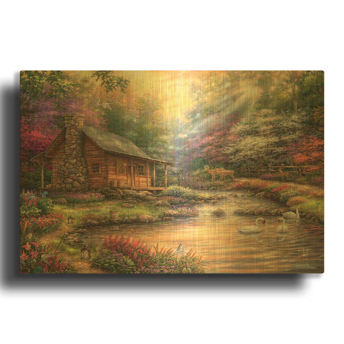 'Brookside Retreat' By Chuck Pinson Gold Metal Wall Art