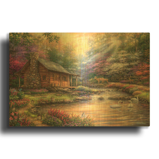 'Brookside Retreat' By Chuck Pinson Gold Metal Wall Art