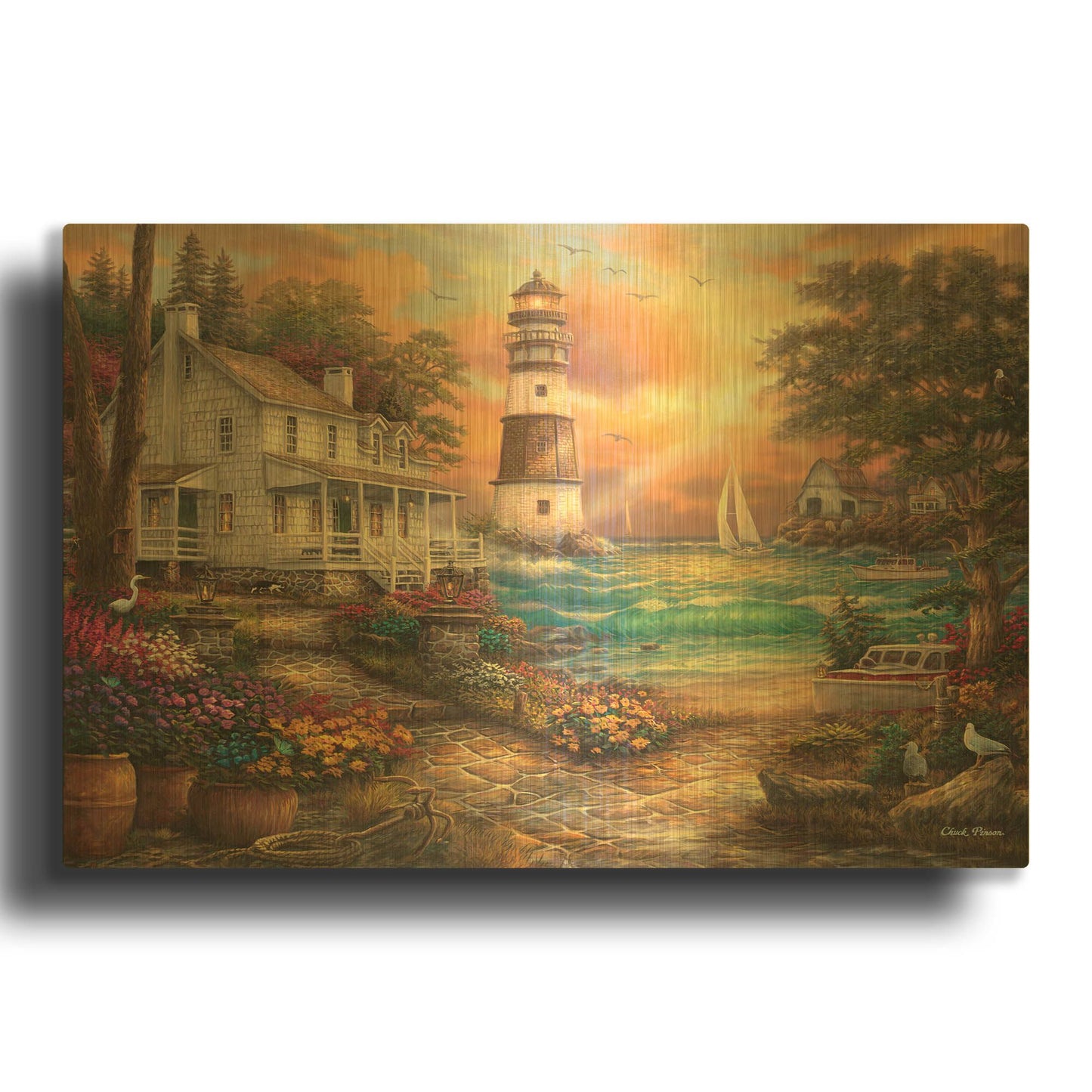 'Cottage' By Chuck Pinson Gold Metal Wall Art