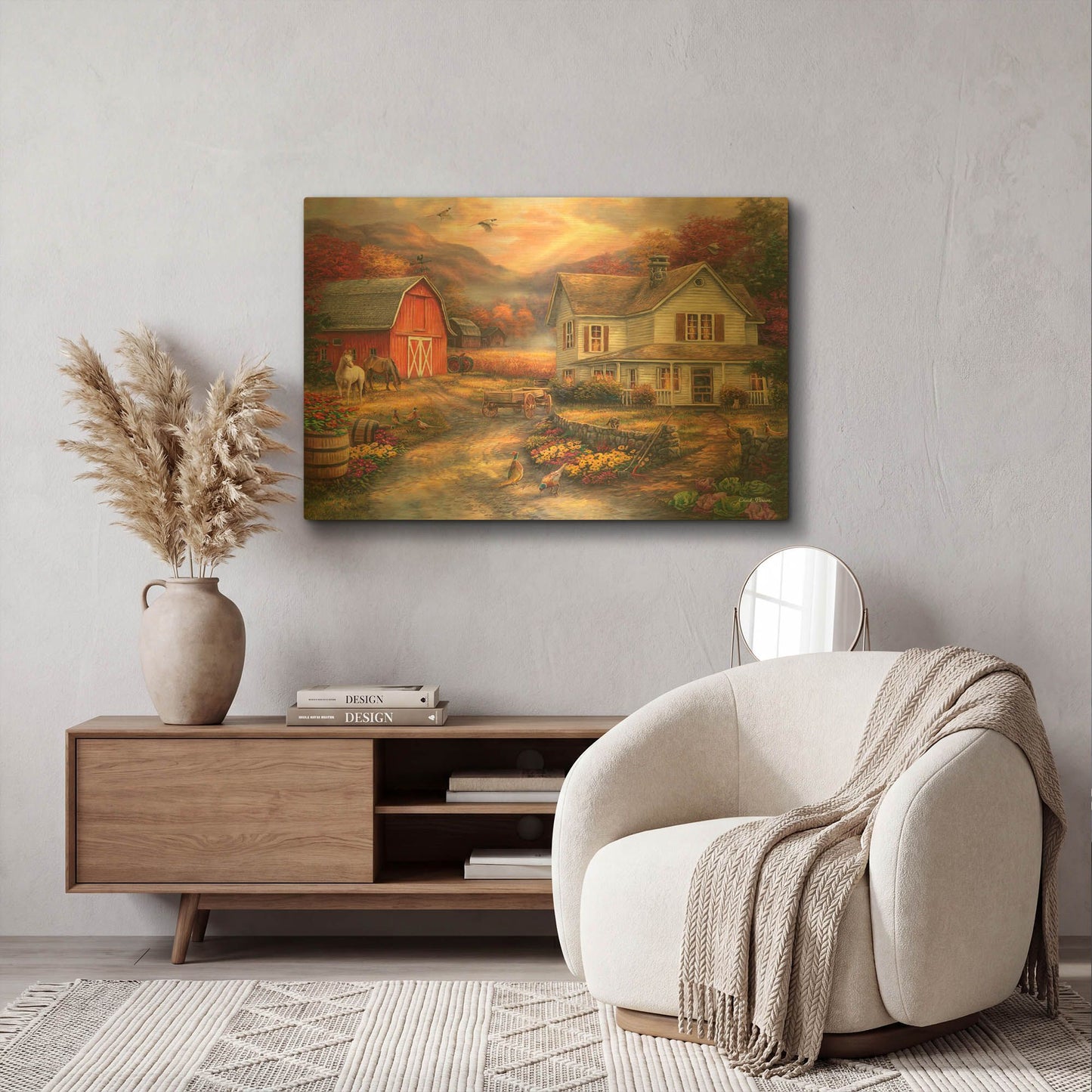 'Relaxing on the Farm' By Chuck Pinson Gold Metal Wall Art