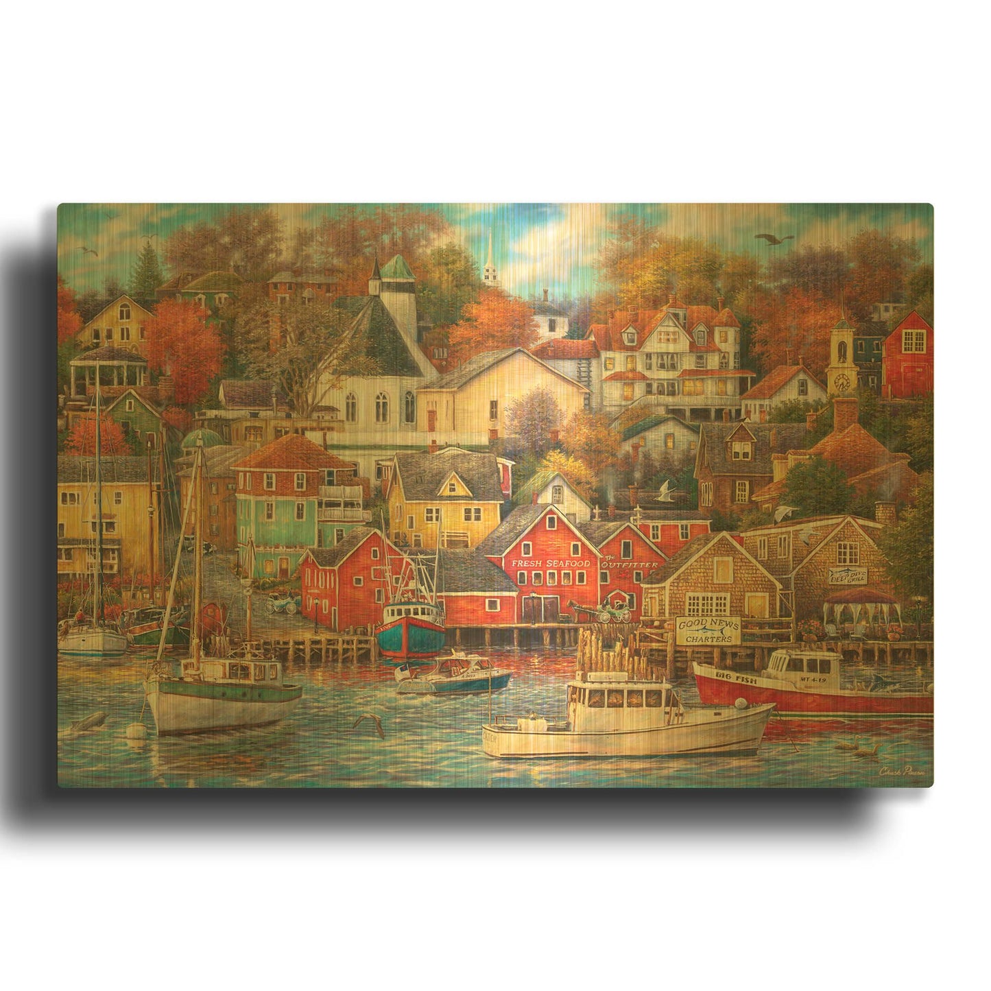 'Good Times Harbor' By Chuck Pinson Gold Metal Wall Art