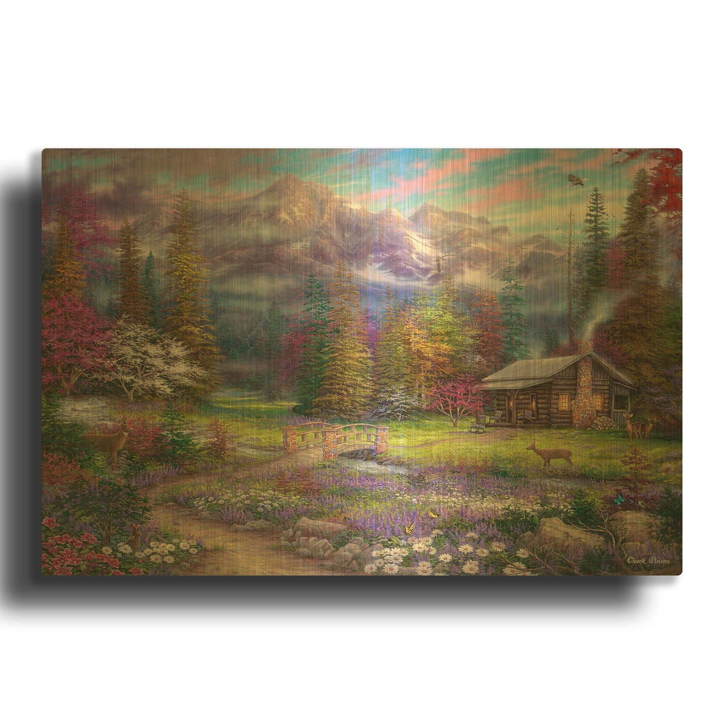 'Inspiration of Spring Meadows' By Chuck Pinson Gold Metal Wall Art