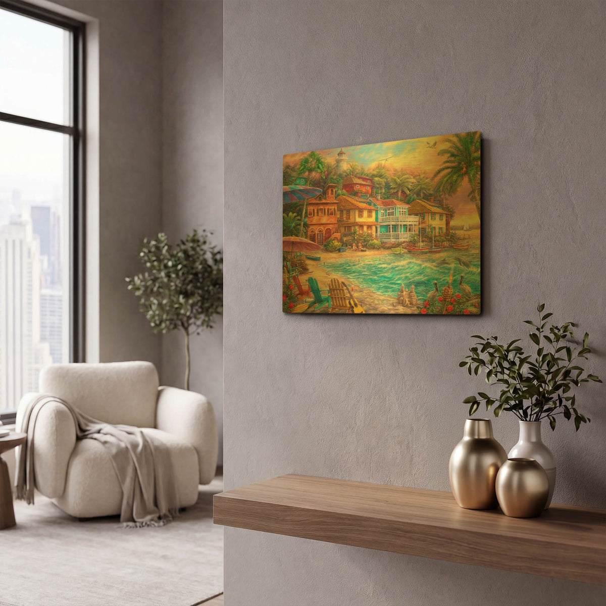 'Island Time' By Chuck Pinson Gold Metal Wall Art