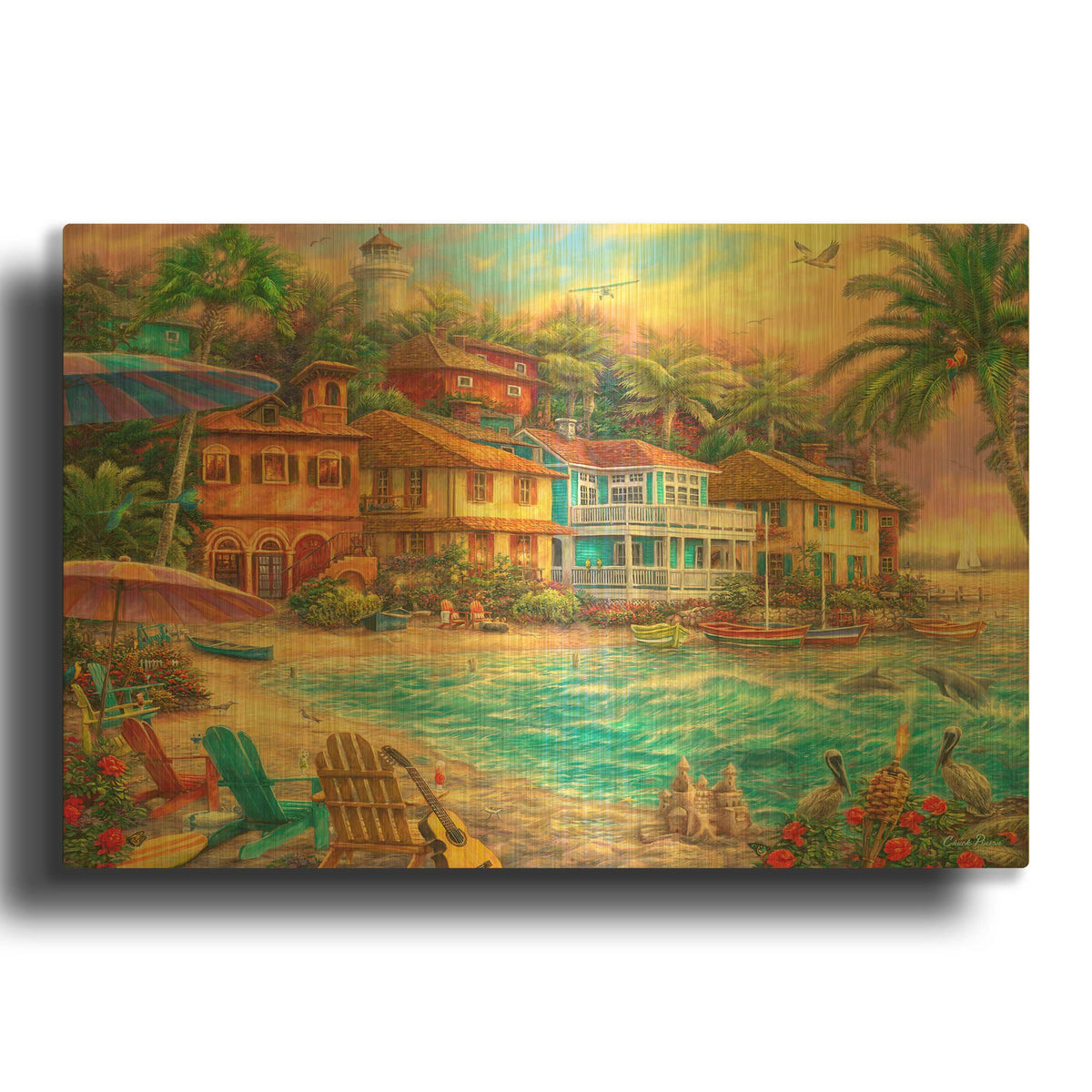 'Island Time' By Chuck Pinson Gold Metal Wall Art