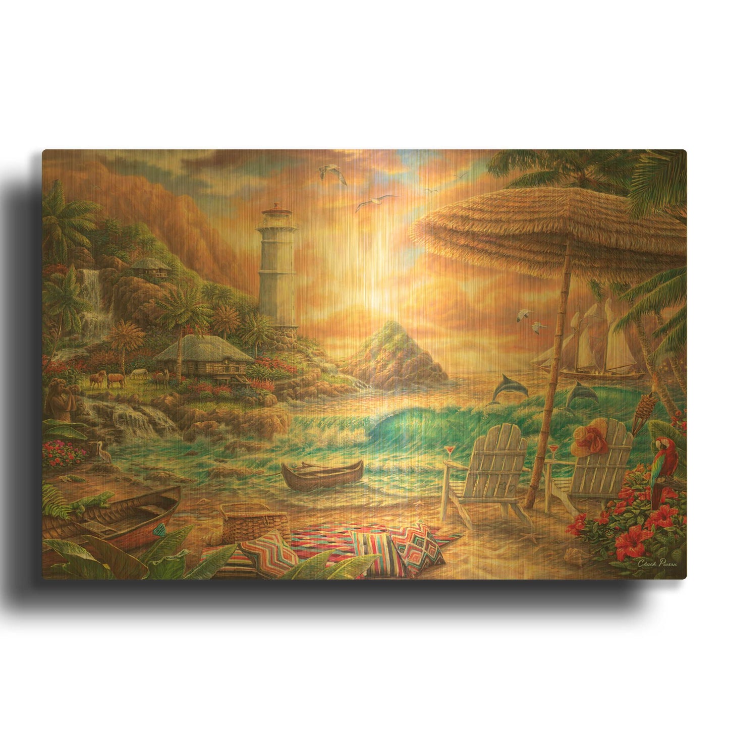 'Love the Beach' By Chuck Pinson Gold Metal Wall Art