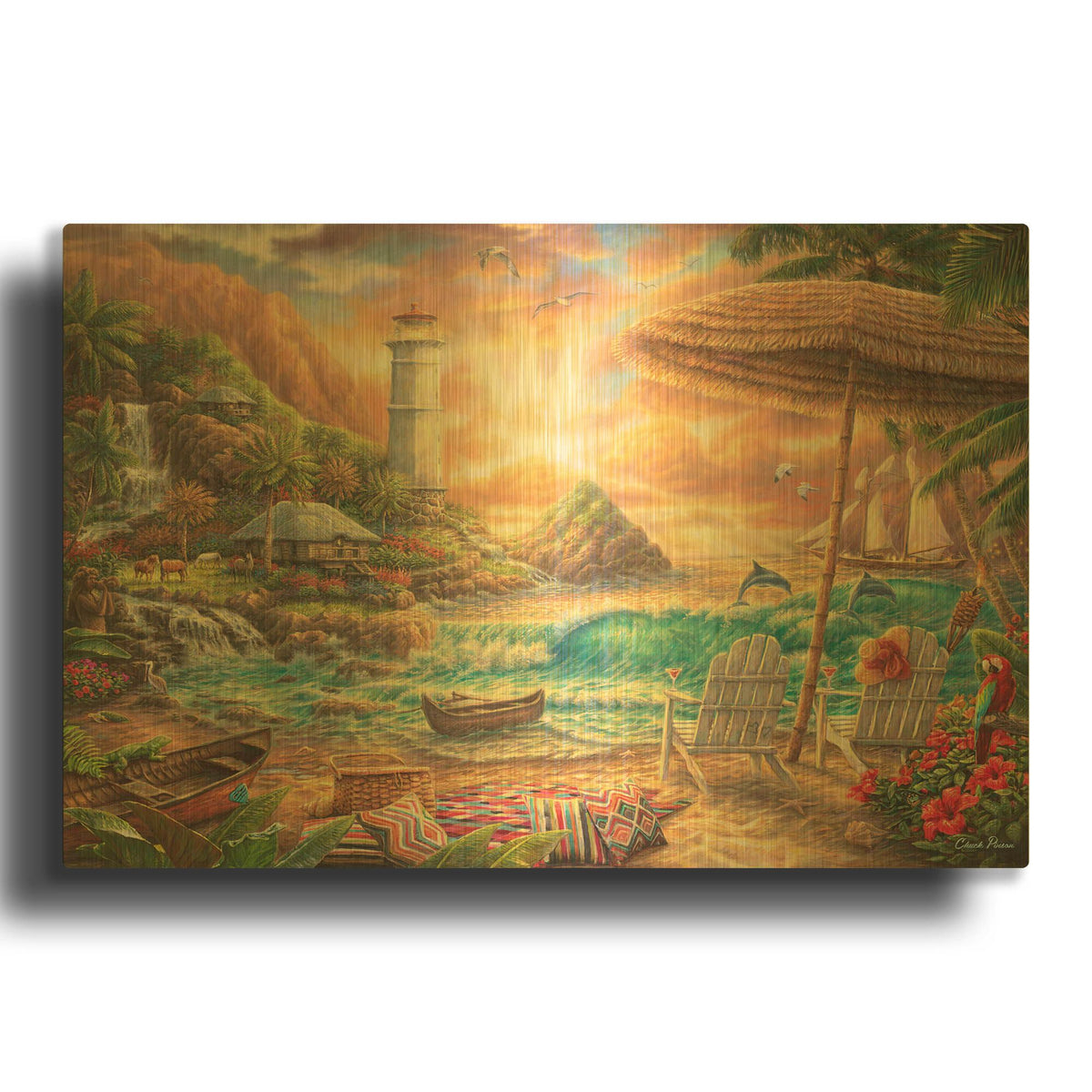 'Love the Beach' By Chuck Pinson Gold Metal Wall Art