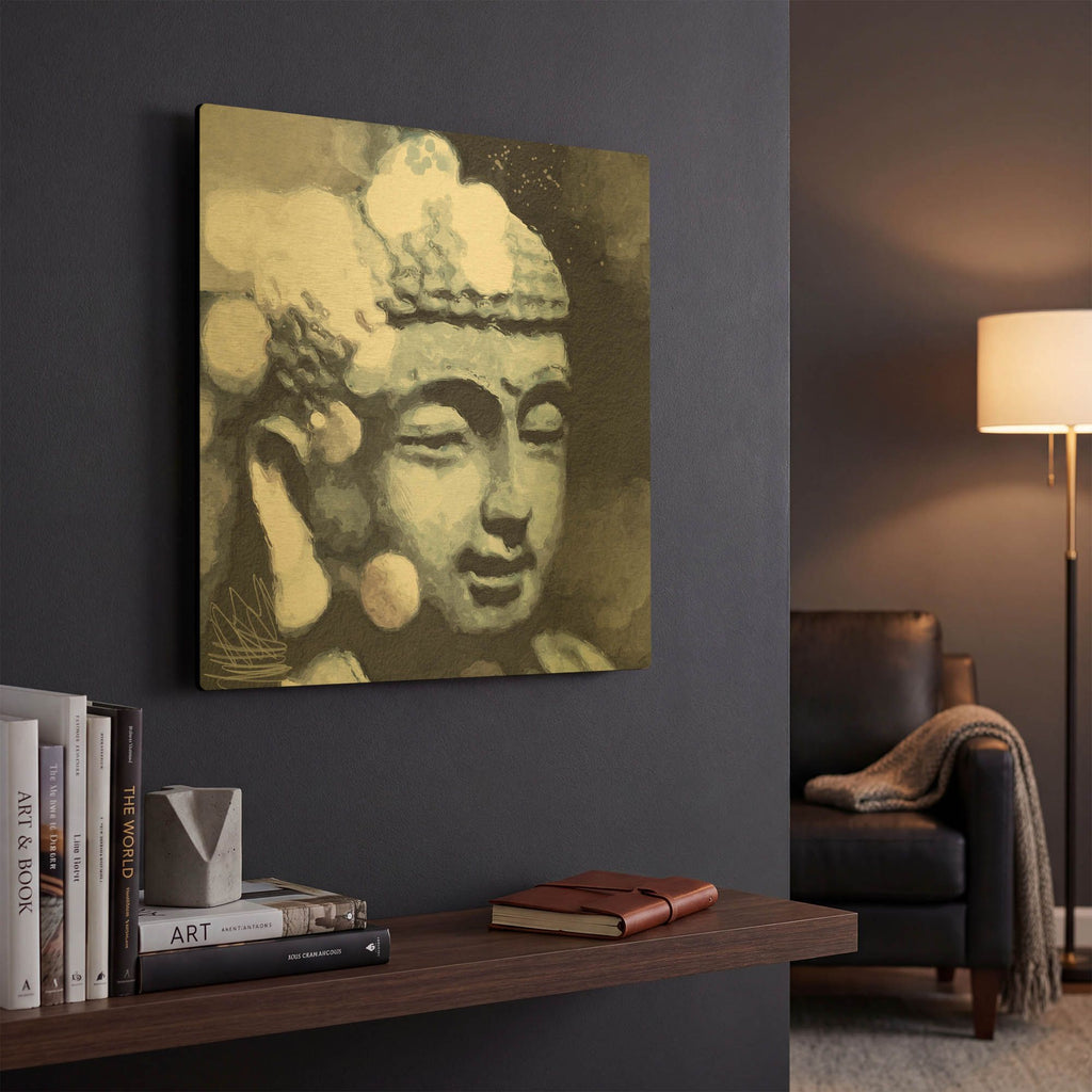 'Peaceful Buddha III' By Linda Woods Gold Metal Wall Art